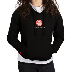 Sweatshirt Cropped com Capuz e Bolso RS Classic de Senhora - Preto