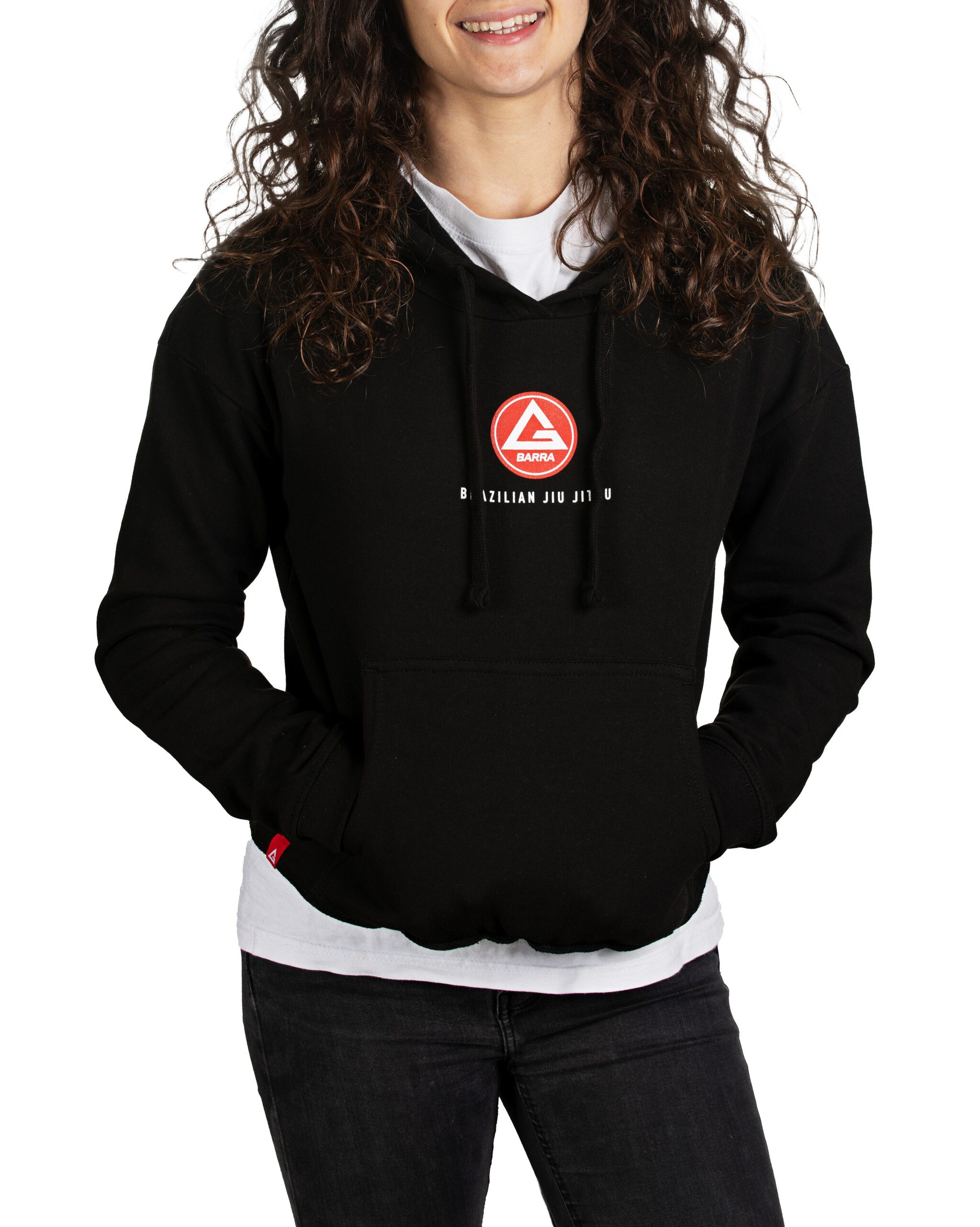 Sweatshirt Cropped com Capuz e Bolso RS Classic de Senhora - Preto