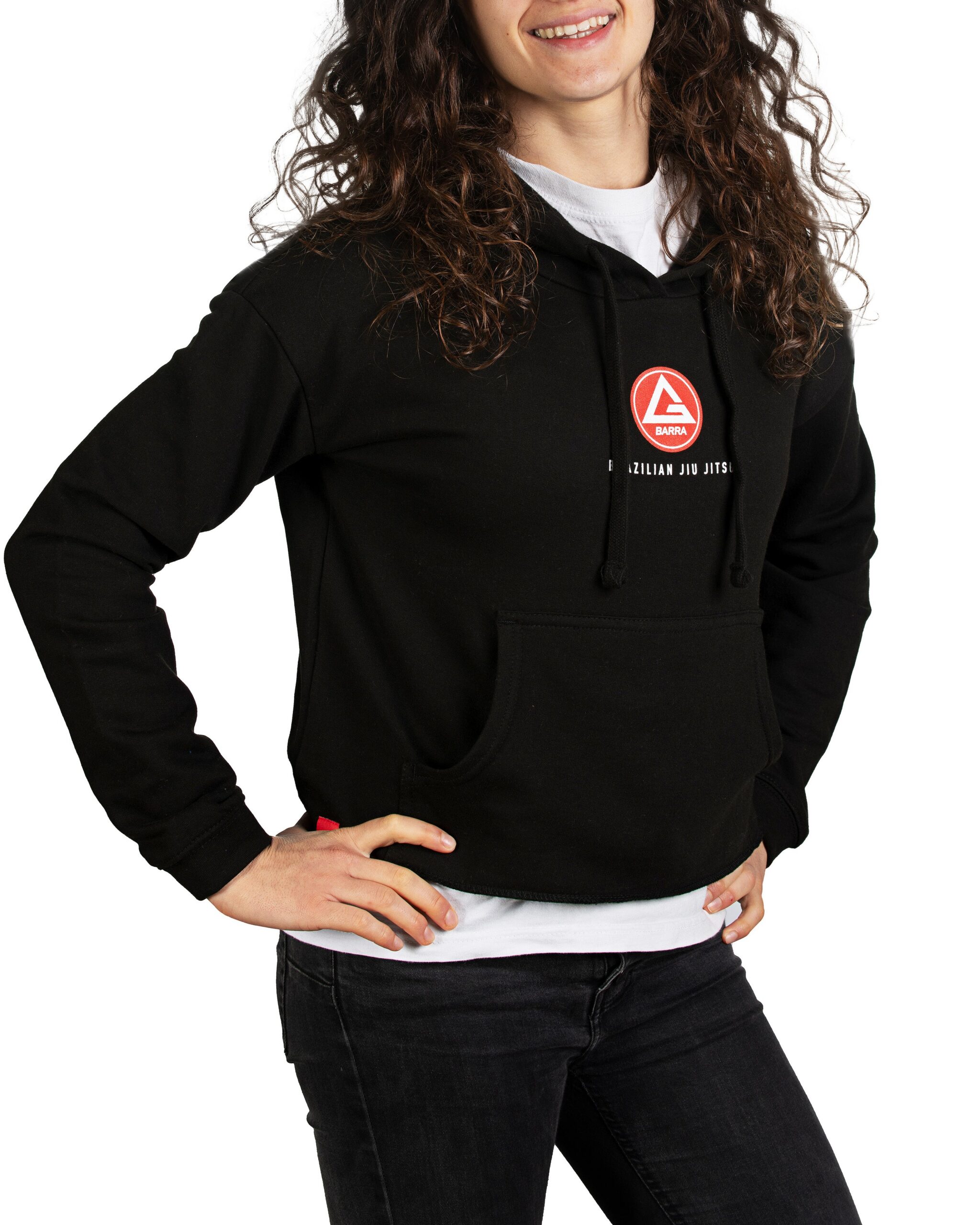 Sweatshirt Cropped com Capuz e Bolso RS Classic de Senhora - Preto - Image 3