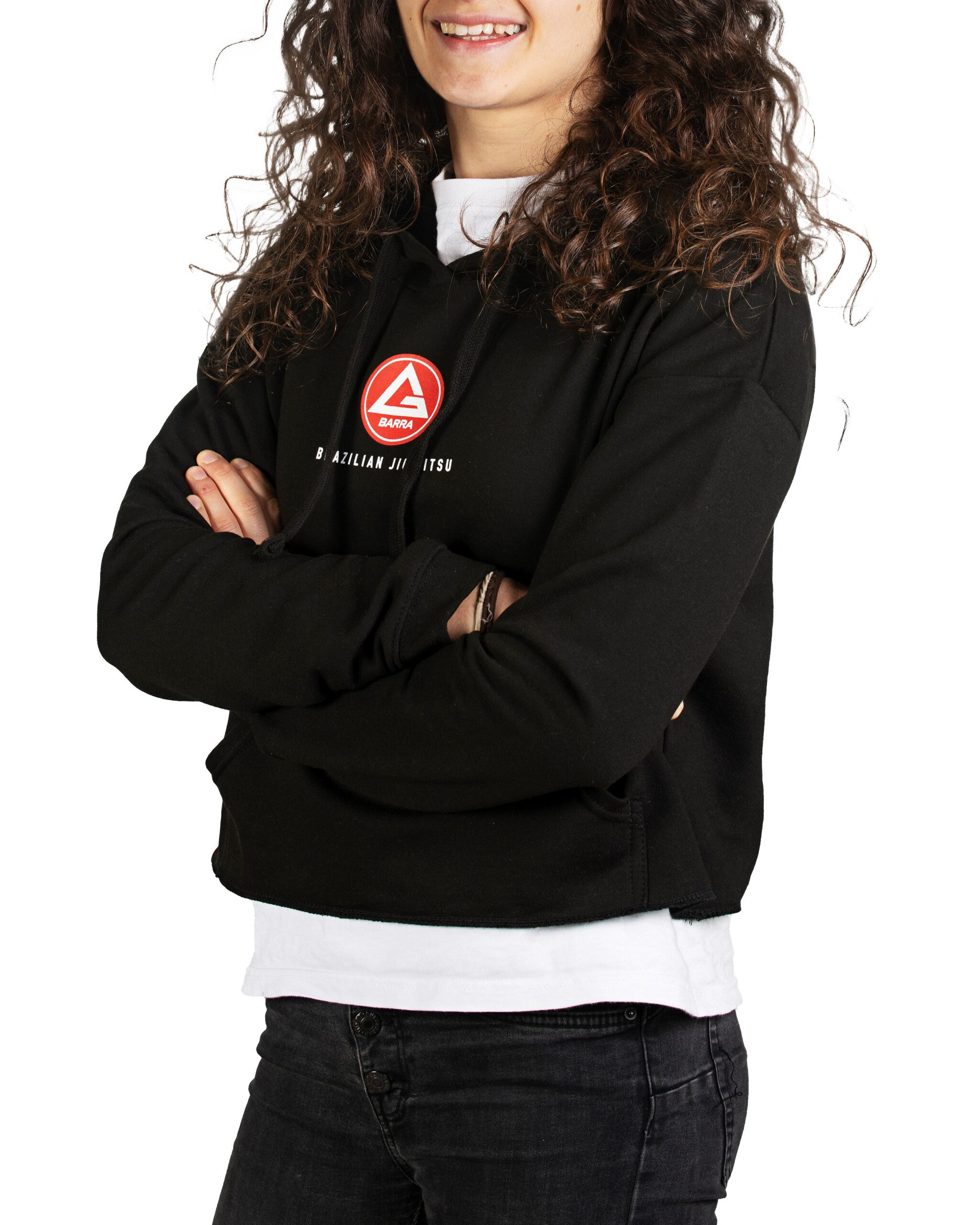 Sweatshirt Cropped com Capuz e Bolso RS Classic de Senhora - Preto - Image 4