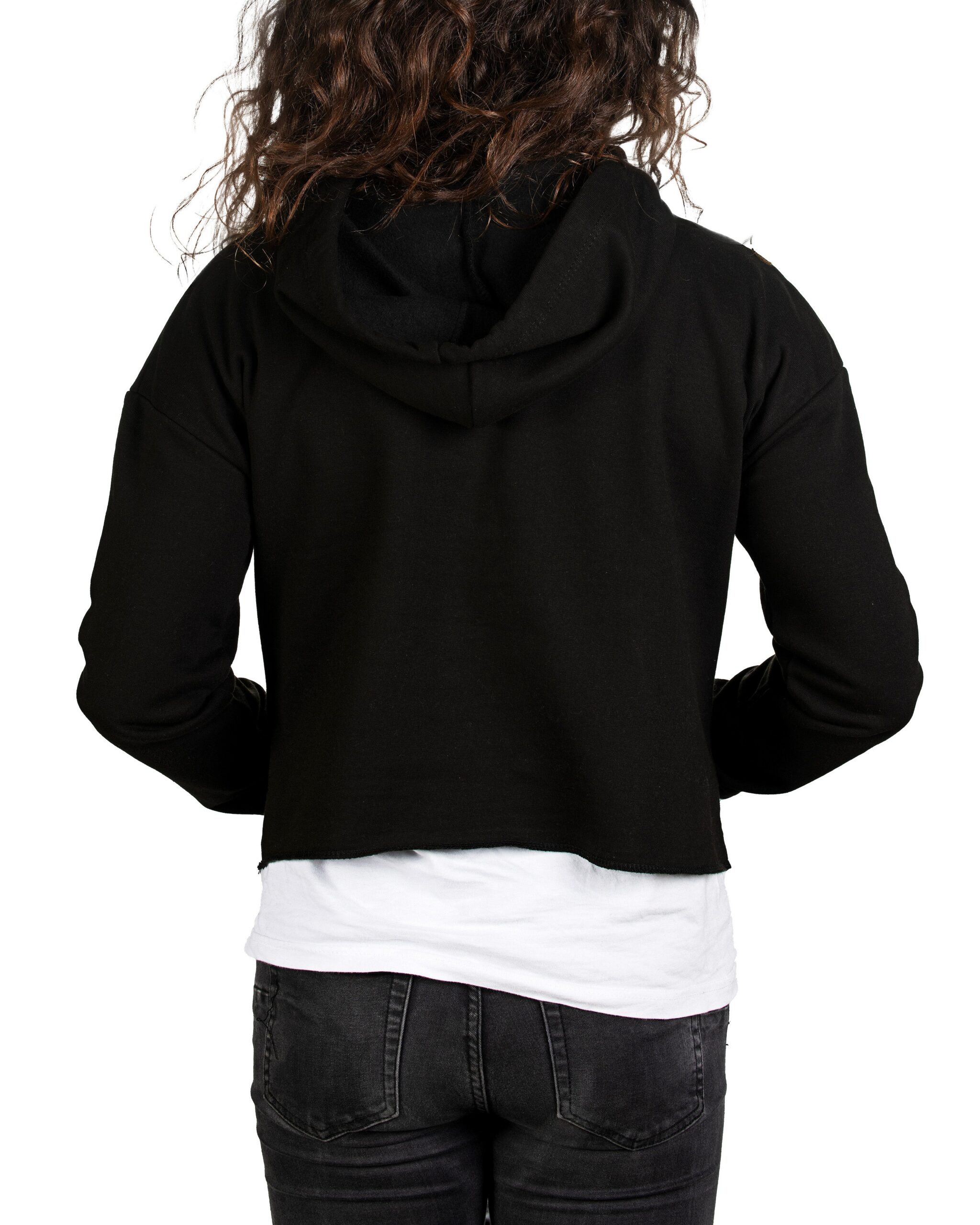 Sweatshirt Cropped com Capuz e Bolso RS Classic de Senhora - Preto - Image 2